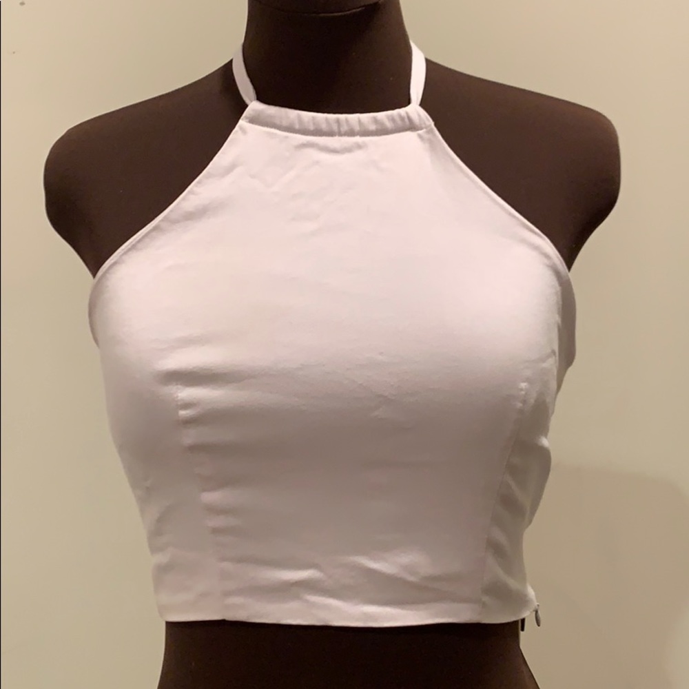 White halter neck top